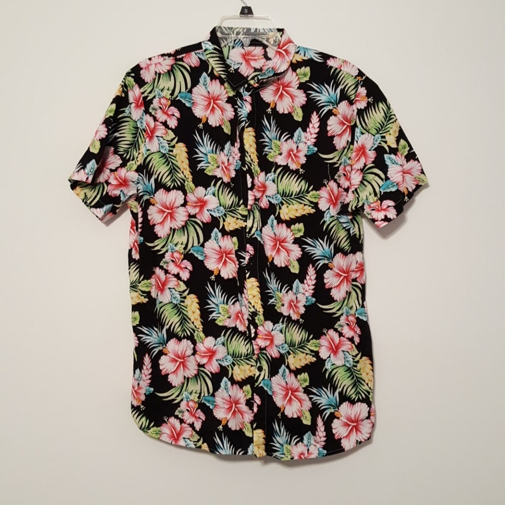 Black Hawaiian / Floral Button Down Shirt by SSRL